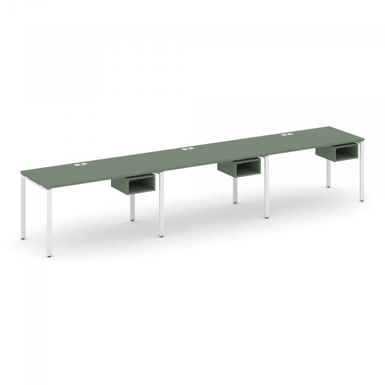 Concept Рабочая станция односторонняя с подвес. тумбами 3 места CN.ORS-121 Кобо/Металл Белый 2940*72