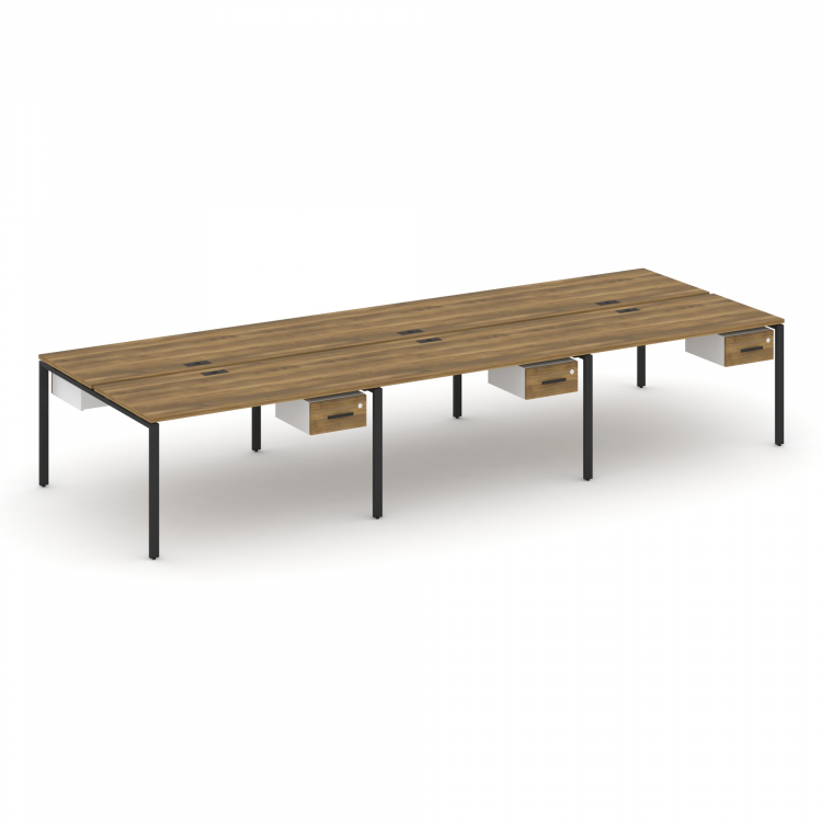 Concept Рабочая станция двухсторонняя с подвес. тумбами на 6 мест CN.DRS-151 B Сандал Янтарный/Белый