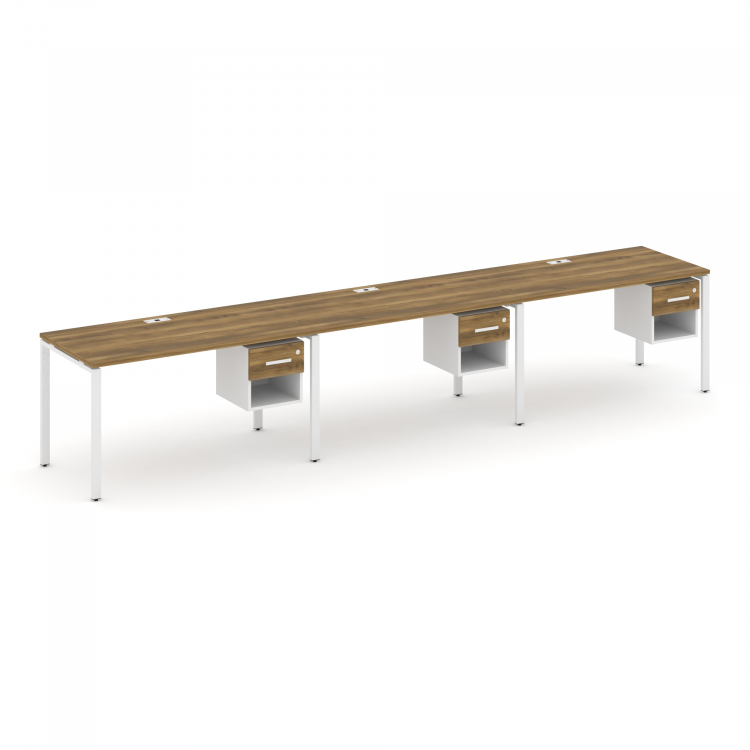 Concept Рабочая станция односторонняя с подвес. тумбами 3 места CN.ORS-139 W Сандал Янтарный/Белый Б