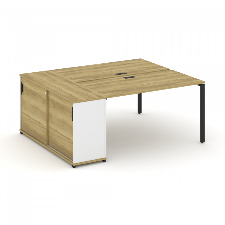 Concept Рабочая станция с опорным шкафом-купе CN.DRS-235 B Дуб Винченцо/Белый Бриллиант/Металл Черны