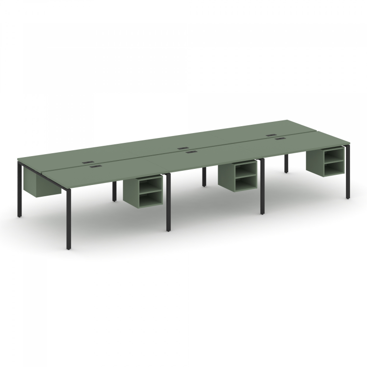 Concept Рабочая станция двухсторонняя с подвес. тумбами на 6 мест CN.DRS-147 Кобо/Металл Черный 4140