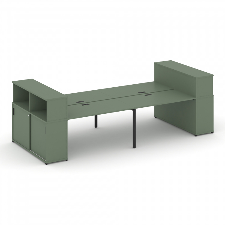 Concept Рабочая станция с опорными шкафами-купе с надставкой низ. CN.DRS-282 B Кобо/Металл Черный 32