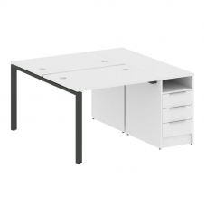 Metal System Рабочая станция с тумбой на П-образном м/к БП.РС-СТП-2.1 Белый/Металл Антрацит 1412*147