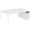 Metal System Рабочая станция с тумбой на А-образном м/к БА.РС-СТП-2.5 Белый/Металл Белый 2212*1475*7