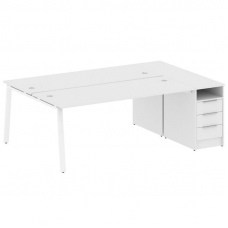 Metal System Рабочая станция с тумбой на А-образном м/к БА.РС-СТП-2.5 Белый/Металл Белый 2212*1475*7