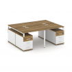 Concept Рабочая станция 4 места с 2 двухсторонними опорными тумбами CN.DRS-325 W Сандал Янтарный/Бел