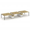 Concept Рабочая станция 6 мест с 2 двухсторонними опорными тумбами CN.DRS-340 B Дуб Винченцо/Белый Б