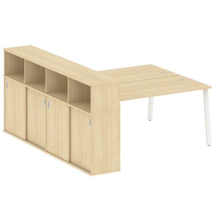 Метал Систем Рабочая станция с шкафом-купе на А-образном м/к БА.РС-СШК-4.4 Т Акация Лорка/Металл Бел