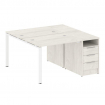 Metal System Рабочая станция с тумбой на П-образном м/к БП.РС-СТП-2.1 Дуб Наварра/Металл Белый 1412*