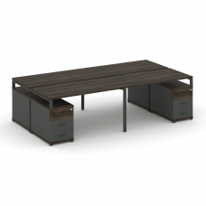 Concept Рабочая станция 4 места с 2 двухсторонними опорными тумбами CN.DRS-328 A Дуб Мали/Антрацит/М