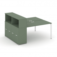 Concept Рабочая станция с опорным распаш. шкафом с надставкой низ. CN.DRS-228 W Кобо/Металл Белый 20