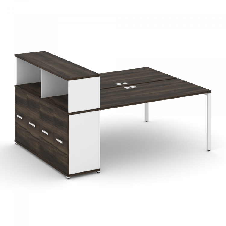 Concept Рабочая станция с опорным распаш. шкафом с надставкой низ. CN.DRS-228 W Дуб Мали/Белый Брилл