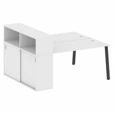 Metal System Рабочая станция с шкафом-купе на А-образном м/к БА.РС-СШК-2.3 Т Белый/Металл Антрацит 1