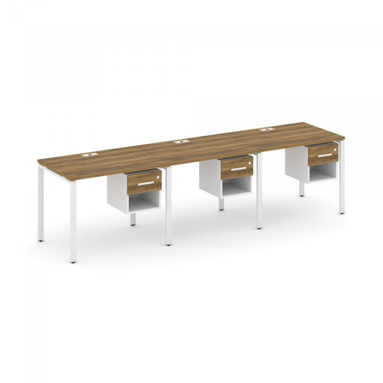 Concept Рабочая станция односторонняя с подвес. тумбами 3 места CN.ORS-137 W Сандал Янтарный/Белый Б