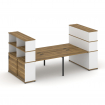 Concept Рабочая станция с опорными шкафами-купе с надставкой выс. CN.DRS-286 B Сандал Янтарный/Белый
