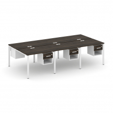 Concept Рабочая станция двухсторонняя с подвес. тумбами на 6 мест CN.DRS-157 W Дуб Мали/Белый Брилли