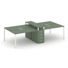 Concept Рабочая станция 4 места с 1 опорной тумбой CN.DRS-435 W Кобо/Металл Белый 3180*1480*917