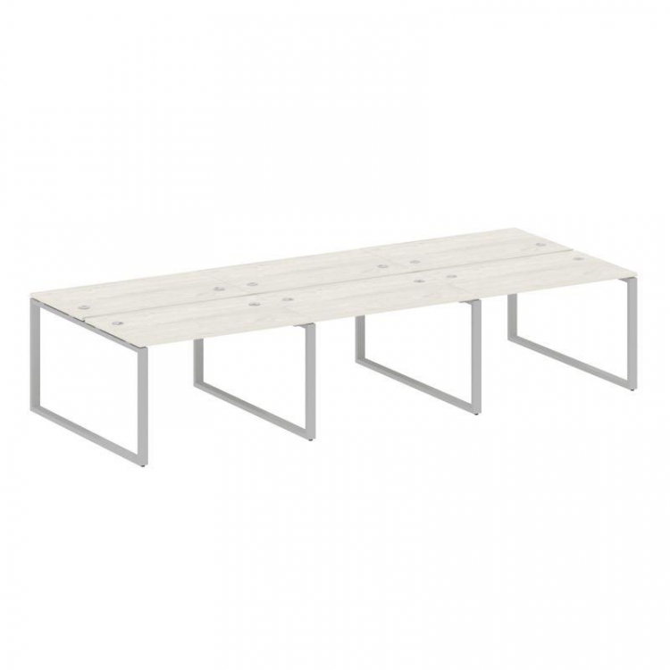 Metal System Рабочая станция на 6 мест на О-образном м/к БО.СМ-6.2 Дуб Наварра/Металл Серый 3600*147