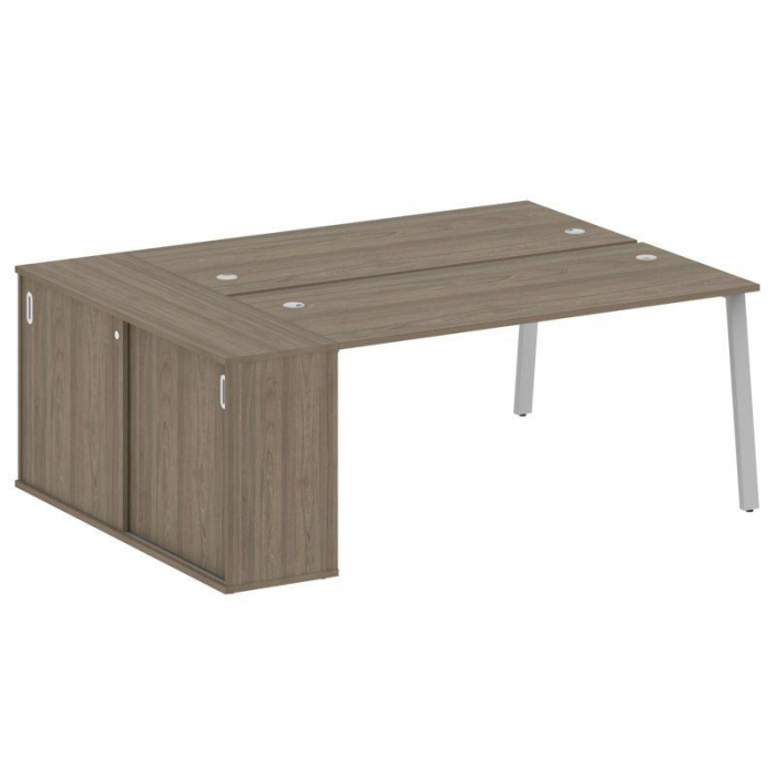 Metal System Рабочая станция с шкафом-купе на А-образном м/к БА.РС-СШК-1.4 Т Вяз Благородный/Металл