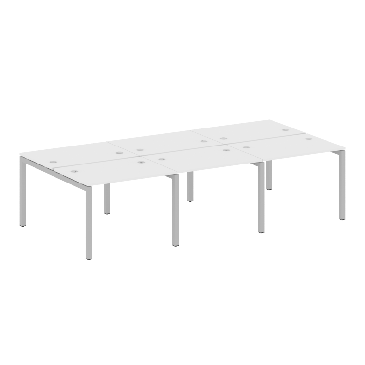 Metal System Quattro Рабочая станция на 6 раб. мест на П-образном м/к 50БП.СМ-6.1 Белый/Металл Серый