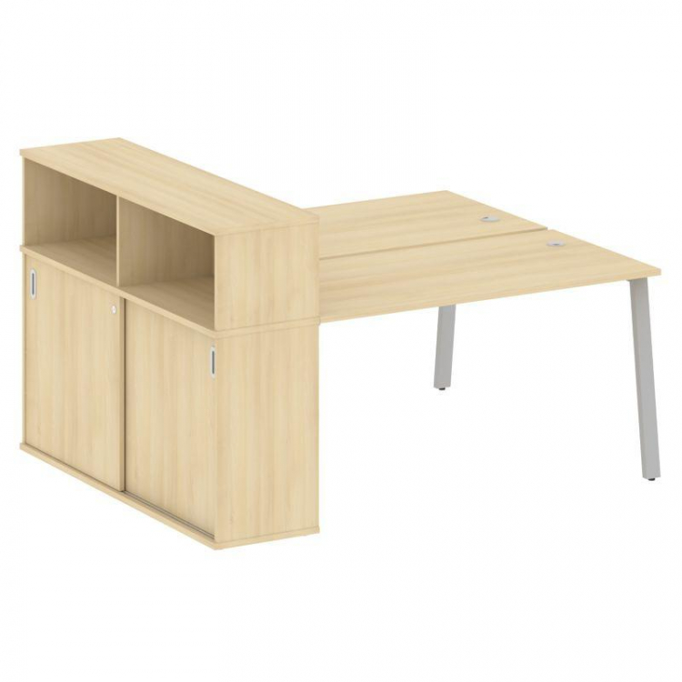 Metal System Рабочая станция с шкафом-купе на А-образном м/к БА.РС-СШК-2.3 Т Акация Лорка/Металл Сер