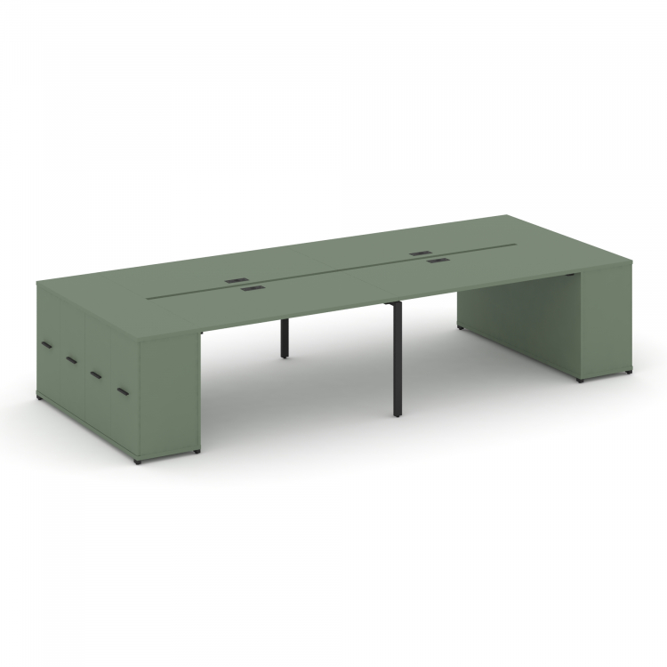 Concept Рабочая станция с опорными распаш. шкафами CN.DRS-264 B Кобо/Металл Черный 4000*1480*750