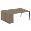 Metal System Рабочая станция с шкафом-купе на А-образном м/к БА.РС-СШК-1.4 Т Вяз Благородный/Металл