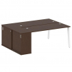 Metal System Рабочая станция с шкафом-купе на А-образном м/к БА.РС-СШК-1.4 Т Венге Цаво/Металл Белый