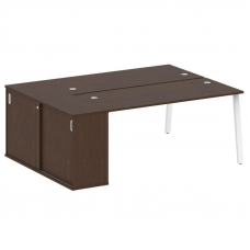 Metal System Рабочая станция с шкафом-купе на А-образном м/к БА.РС-СШК-1.4 Т Венге Цаво/Металл Белый