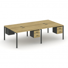 Concept Рабочая станция двухсторонняя с подвесными тумбами на 4 места CN.DRS-133 A Дуб Винченцо/Антр