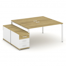Concept Рабочая станция 2 места с двухсторонней опорной тумбой CN.DRS-304 W Дуб Винченцо/Белый Брилл