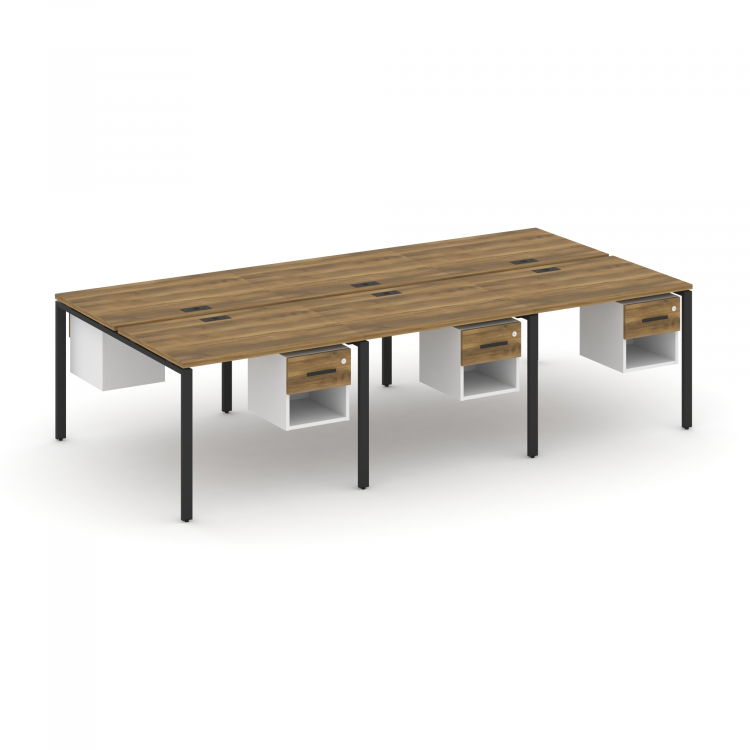 Concept Рабочая станция двухсторонняя с подвес. тумбами на 6 мест CN.DRS-157 B Сандал Янтарный/Белый