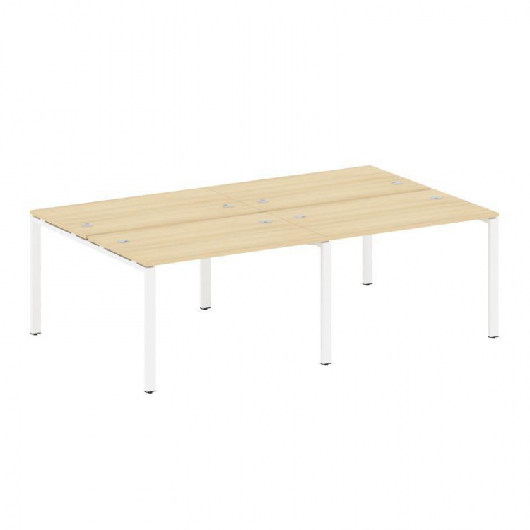 Metal System Рабочая станция на 4 места на П-образном м/к БП.СМ-4.2 Акация Лорка/Металл Белый 2400*1