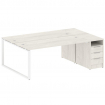 Metal System Рабочая станция с тумбой на О-образном м/к БО.РС-СТП-2.5 Дуб Наварра/Металл Белый 2212*