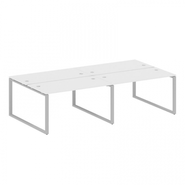 Metal System Рабочая станция на 4 места на О-образном м/к БО.СМ-4.3 Белый/Металл Серый 2800*1475*750