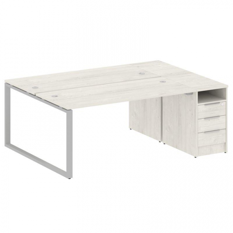 Metal System Рабочая станция с тумбой на О-образном м/к БО.РС-СТП-2.4 Дуб Наварра/Металл Серый 2012*