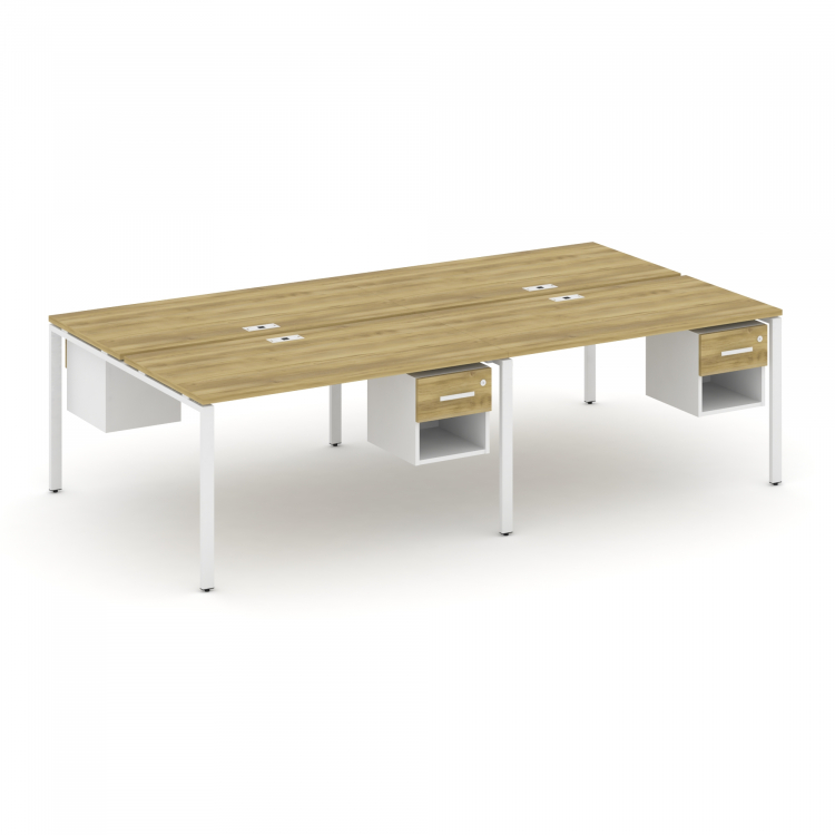 Concept Рабочая станция двухсторонняя с подвесными тумбами на 4 места CN.DRS-139 W Дуб Винченцо/Белы