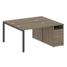 Metal System Рабочая станция с тумбой на П-образном м/к БП.РС-СТП-2.2 Вяз Благородный/Металл Антраци