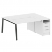 Metal System Рабочая станция с тумбой на А-образном м/к БА.РС-СТП-2.3 Белый/Металл Антрацит 1812*147
