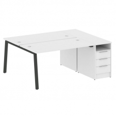 Metal System Рабочая станция с тумбой на А-образном м/к БА.РС-СТП-2.3 Белый/Металл Антрацит 1812*147