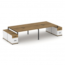 Concept Рабочая станция 4 места с 2 двухсторонними опорными тумбами CN.DRS-332 B Сандал Янтарный/Бел