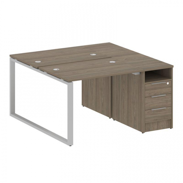 Metal System Рабочая станция с тумбой на О-образном м/к БО.РС-СТП-2.1 Вяз Благородный/Металл Серый 1