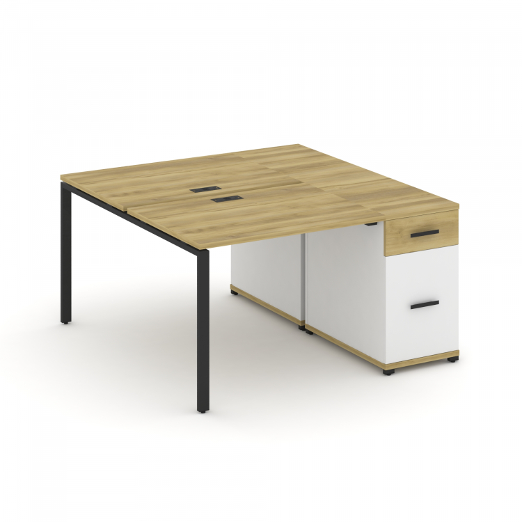 Concept Рабочая станция с 1 опорной тумбой CN.DRS-405 B Дуб Винченцо/Белый Бриллиант/Металл Черный 1