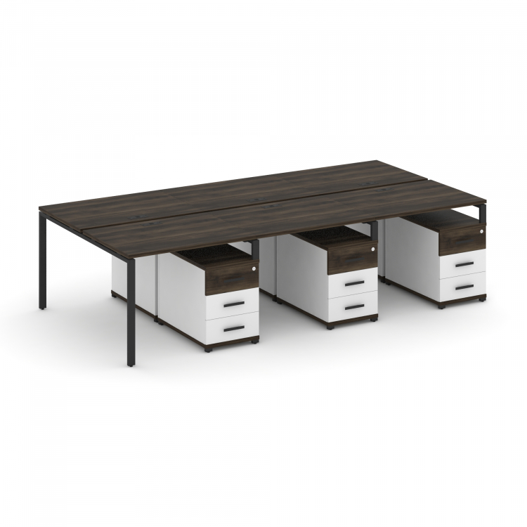 Concept Рабочая станция 6 мест с 3 двухсторонними опорными тумбами CN.DRS-349 B Дуб Мали/Белый Брилл