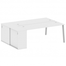 Metal System Рабочая станция с шкафом-купе на А-образном м/к БА.РС-СШК-1.5 Т Белый/Металл Серый 2210