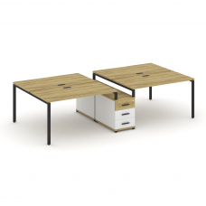 Concept Рабочая станция 4 места с двухсторонней опорной тумбой CN.DRS-311 B Дуб Винченцо/Белый Брилл