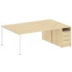 Metal System Рабочая станция с тумбой на П-образном м/к БП.РС-СТП-2.5 Акация Лорка/Металл Белый 2212