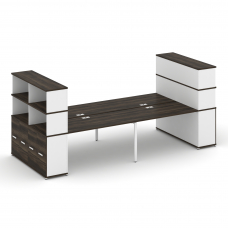 Concept Рабочая станция с опорными распаш. шкафами с надставкой выс. CN.DRS-275 W Дуб Мали/Белый Бри