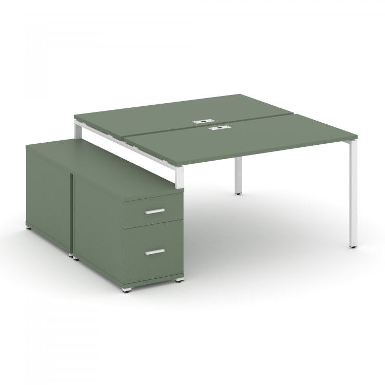 Concept Рабочая станция 2 места с двухсторонней опорной тумбой CN.DRS-308 W Кобо/Металл Белый 1580/1