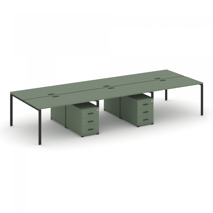 Concept Рабочая станция 6 мест с 2 двухсторонними опорными тумбами CN.DRS-344 B Кобо/Металл Черный 4